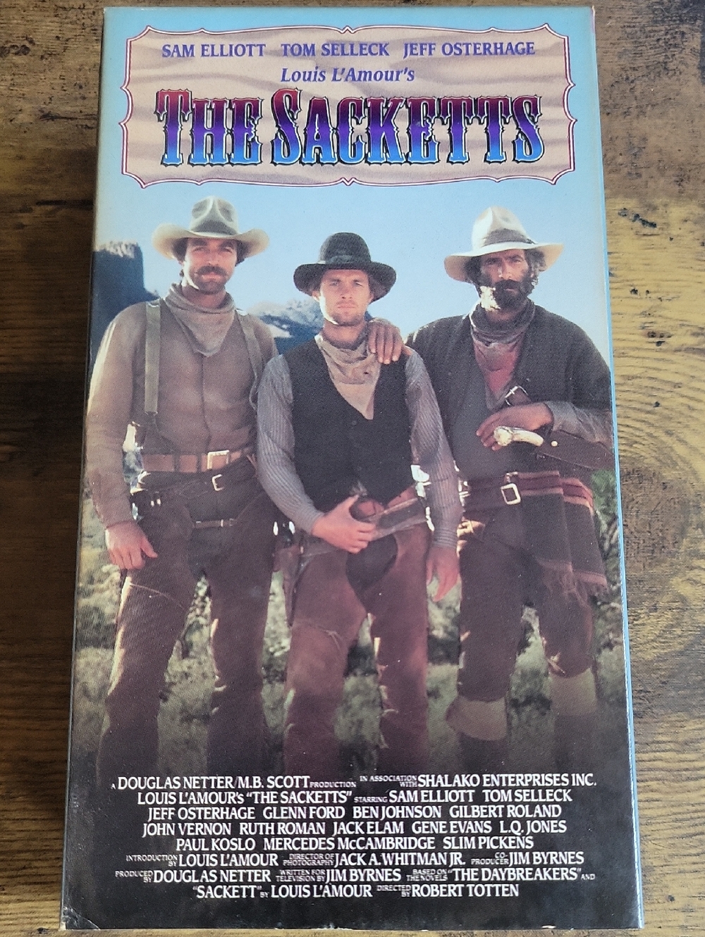 The Sacketts Vintage Western VHS Cover - Blue & Brown
